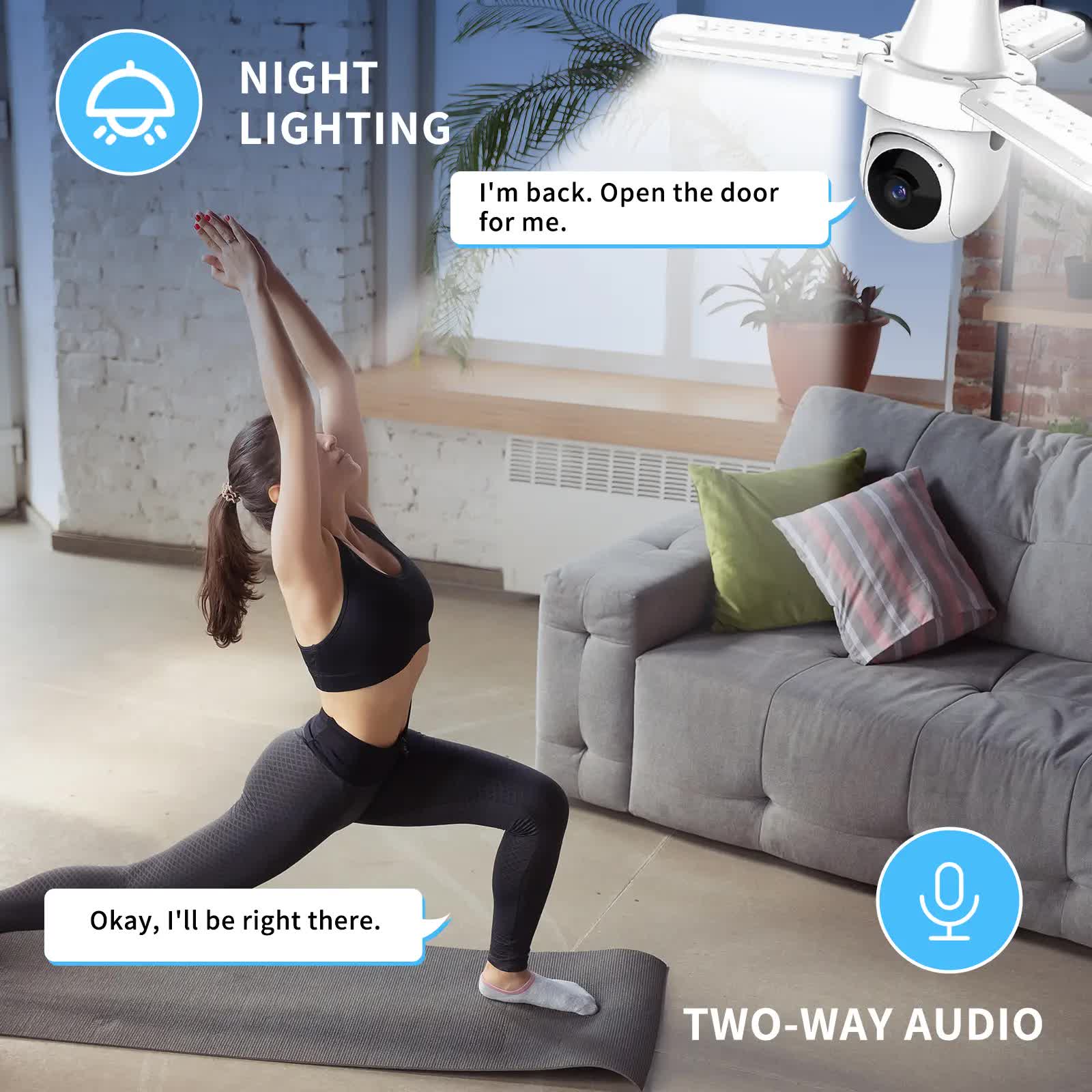 3MP dual lens security camera, suitable for home indoor and outdoor use, full-color high-definition night V1214-T23-1