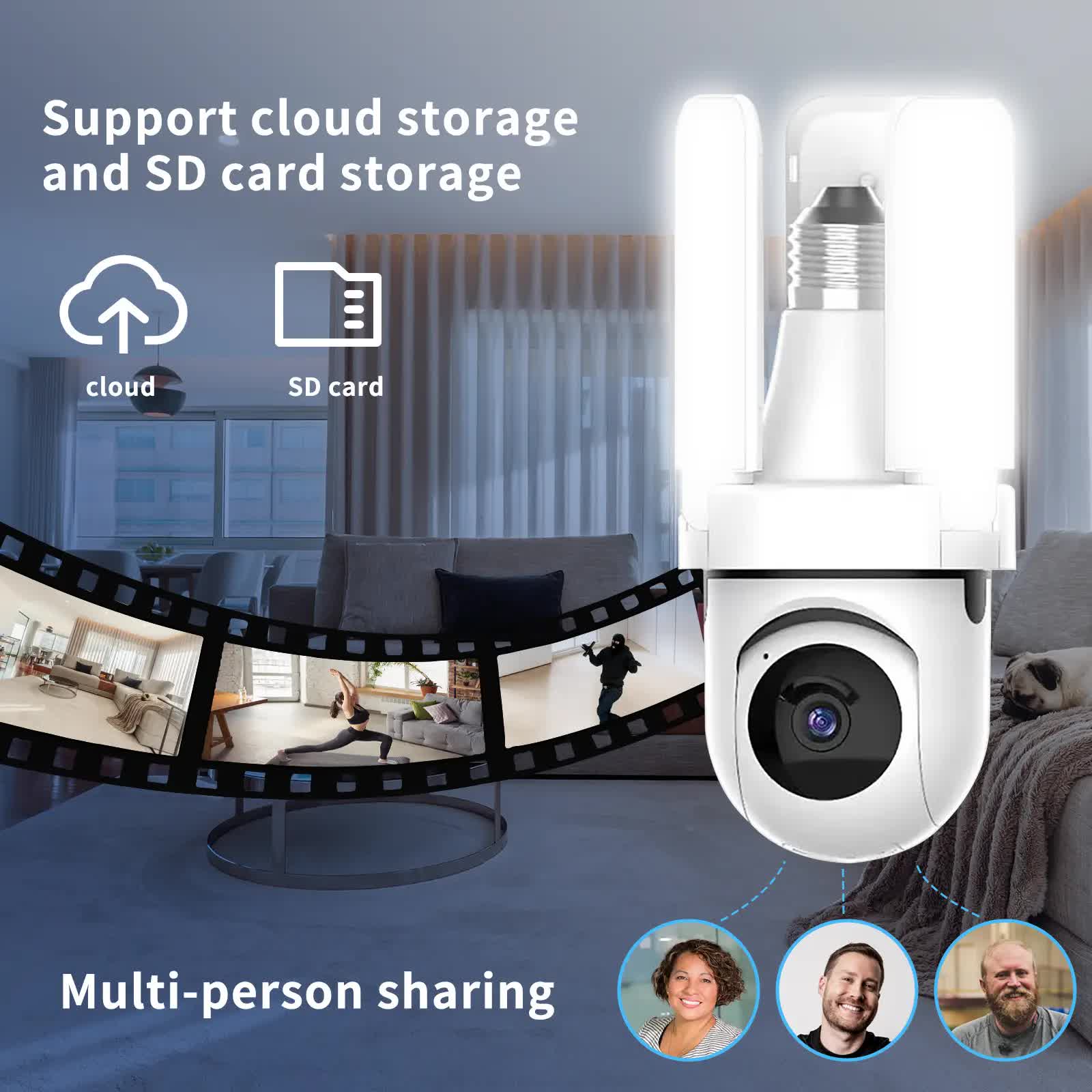 3MP dual lens security camera, suitable for home indoor and outdoor use, full-color high-definition night V1214-T23-1