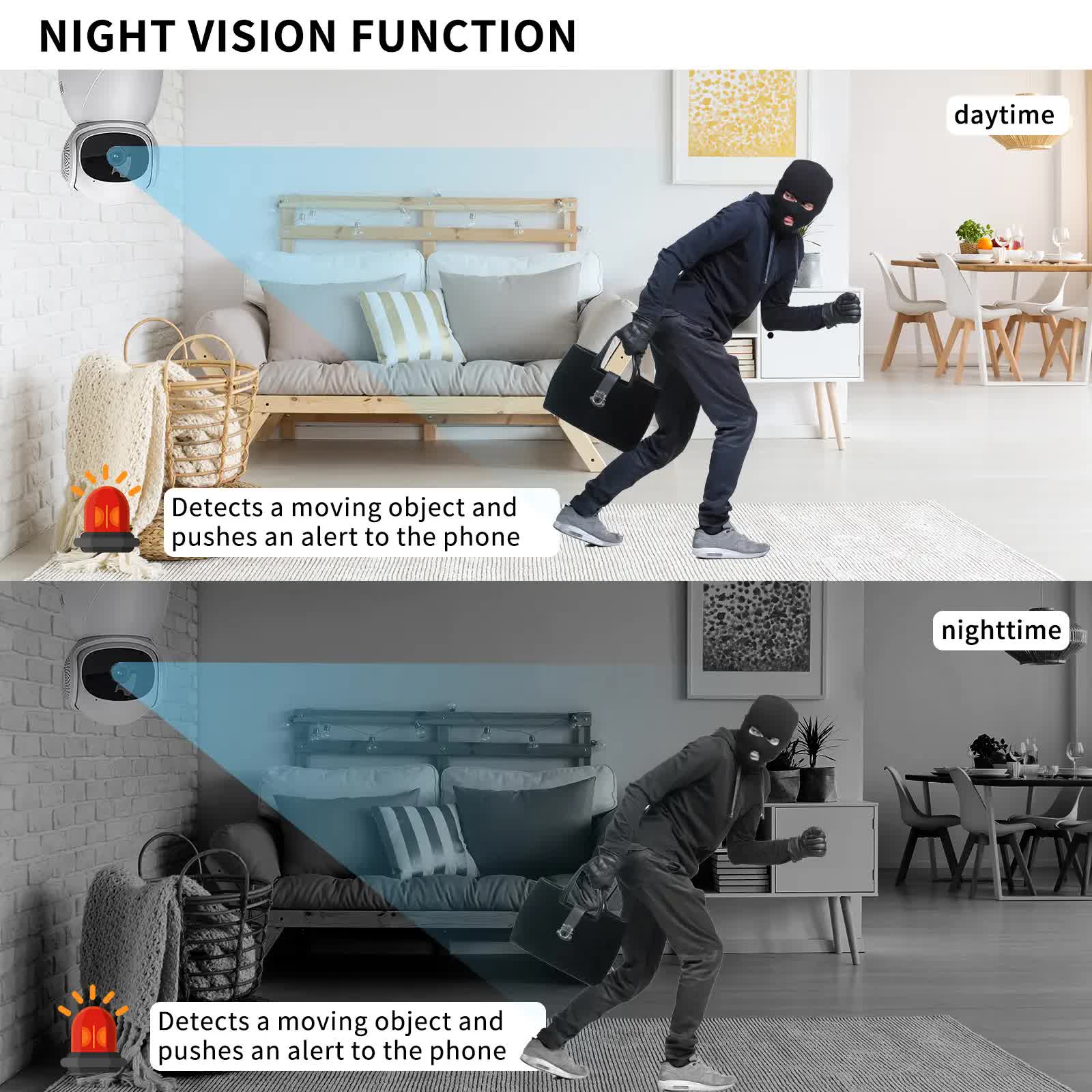 3MP dual lens security camera, suitable for home indoor and outdoor use, full-color high-definition night V1214-T28