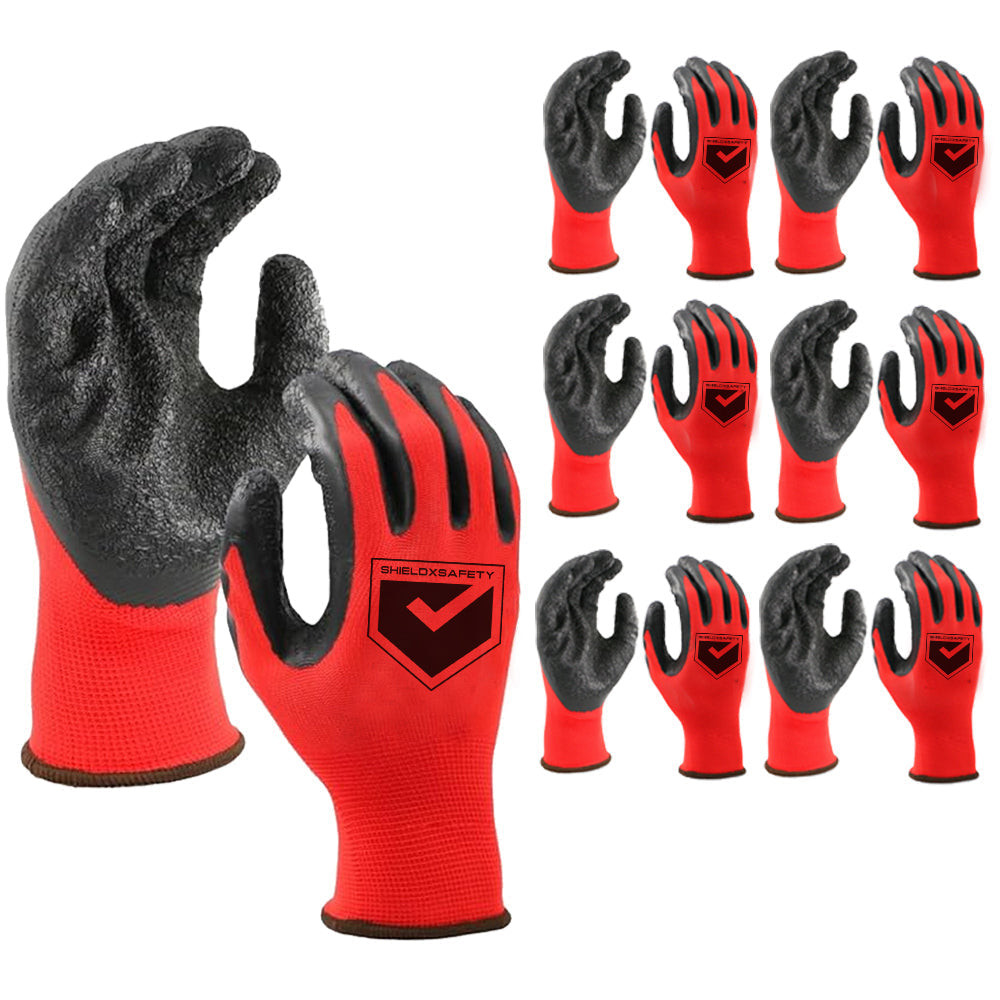 12Pcs Work Gloves Latex Coated General Purpose Hand Protection Garden Mechanic-Medium