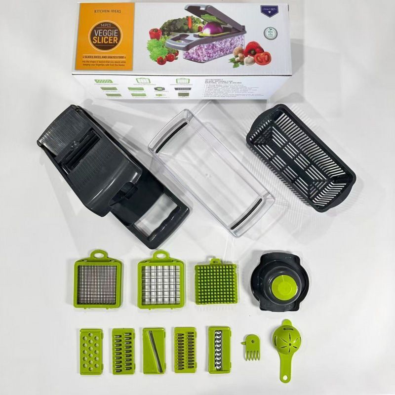 14-in-1 Vegetable Chopper (11 Blades+Spoon-shaped Tool) V1221-14-IN-1-VEGETABLE-CHOPPER-11-BLADES-SPOON-SHAPED-TOOL