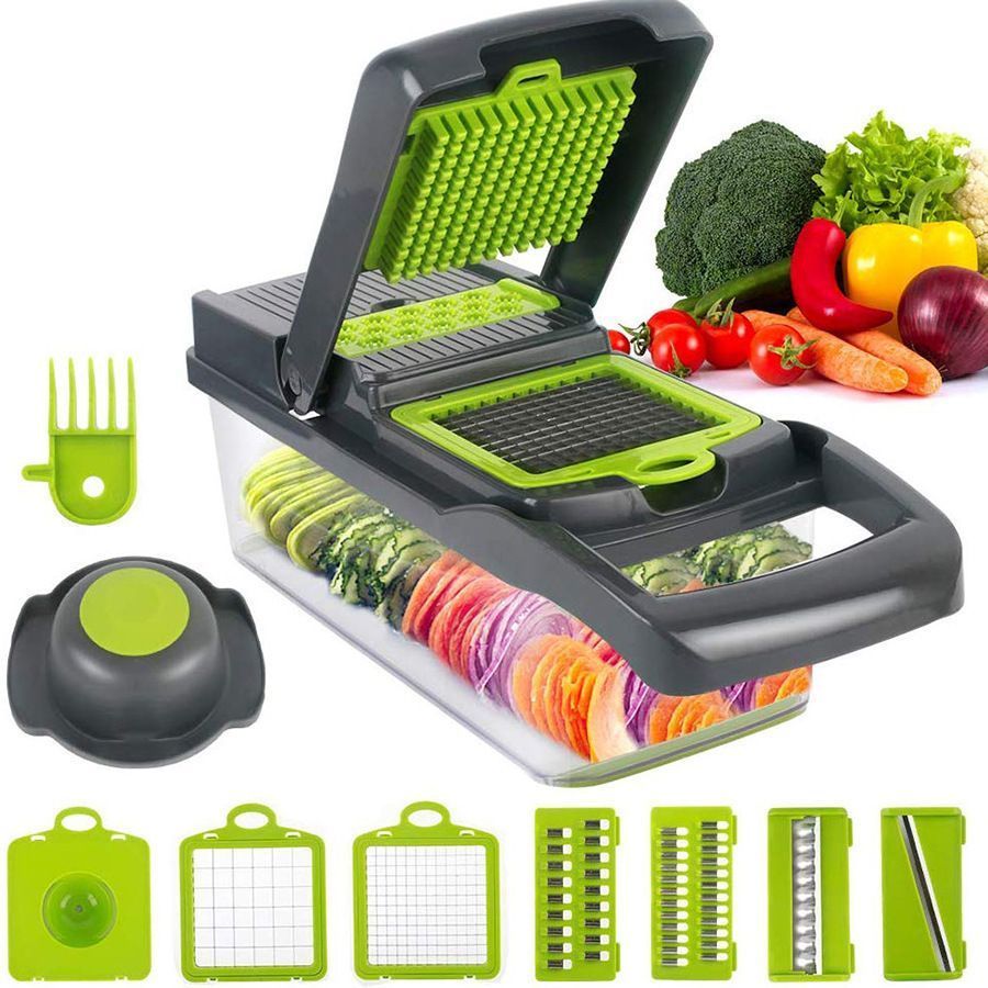 14-in-1 Vegetable Chopper (3 Blades+Spoon-shaped Tool) V1221-14-IN-1-VEGETABLE-CHOPPER-3-BLADES-SPOON-SHAPED-TOOL