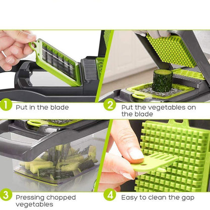 14-in-1 Vegetable Chopper (3 Blades+Square Tool) V1221-14-IN-1-VEGETABLE-CHOPPER-3-BLADES-SQUARE-TOOL