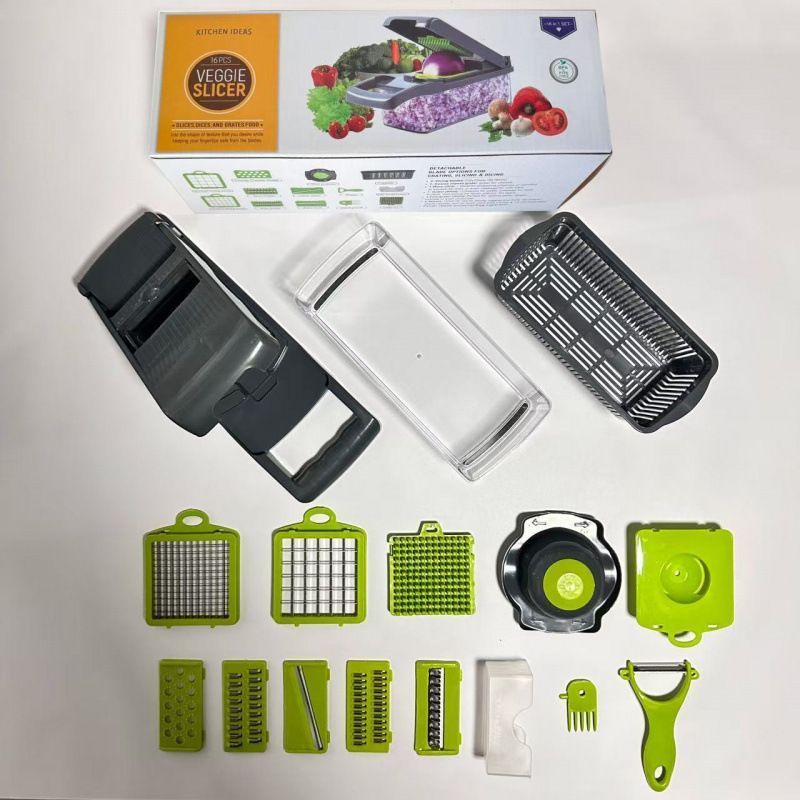 16-in-1 Vegetable Chopper (11 Blades+Square Tool) V1221-16-IN-1-VEGETABLE-CHOPPER-11-BLADES-SQUARE-TOOL