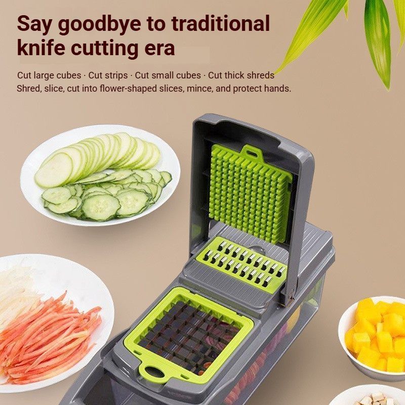 16-in-1 Vegetable Chopper (3 Blades+Spoon-shaped Tool) V1221-16-IN-1-VEGETABLE-CHOPPER-3-BLADES-SPOON-SHAPED-TOOL