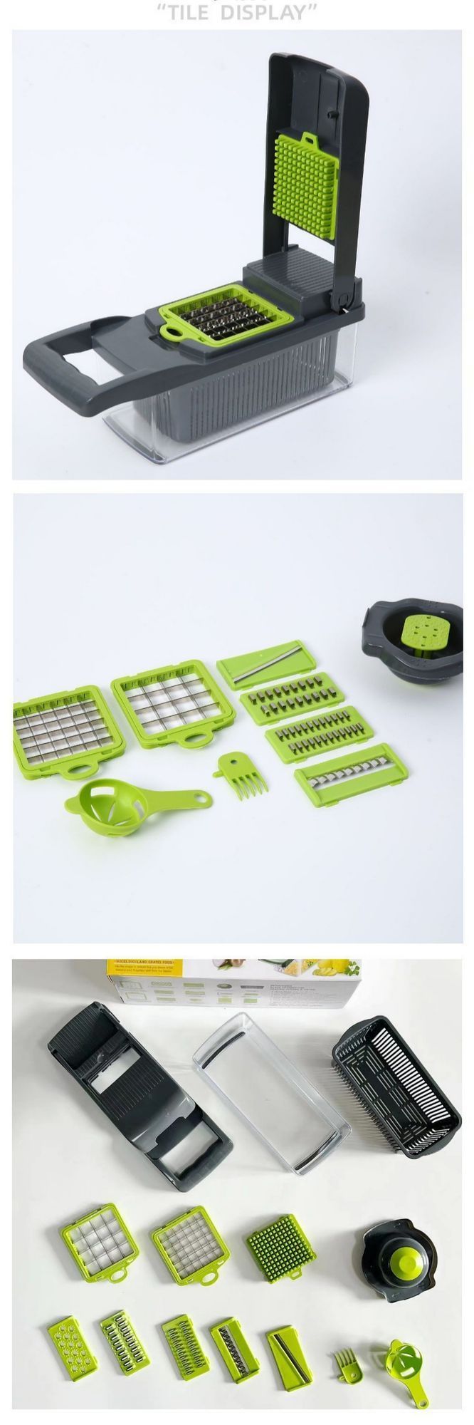 16-in-1 Vegetable Chopper (3 Blades+Spoon-shaped Tool) V1221-16-IN-1-VEGETABLE-CHOPPER-3-BLADES-SPOON-SHAPED-TOOL