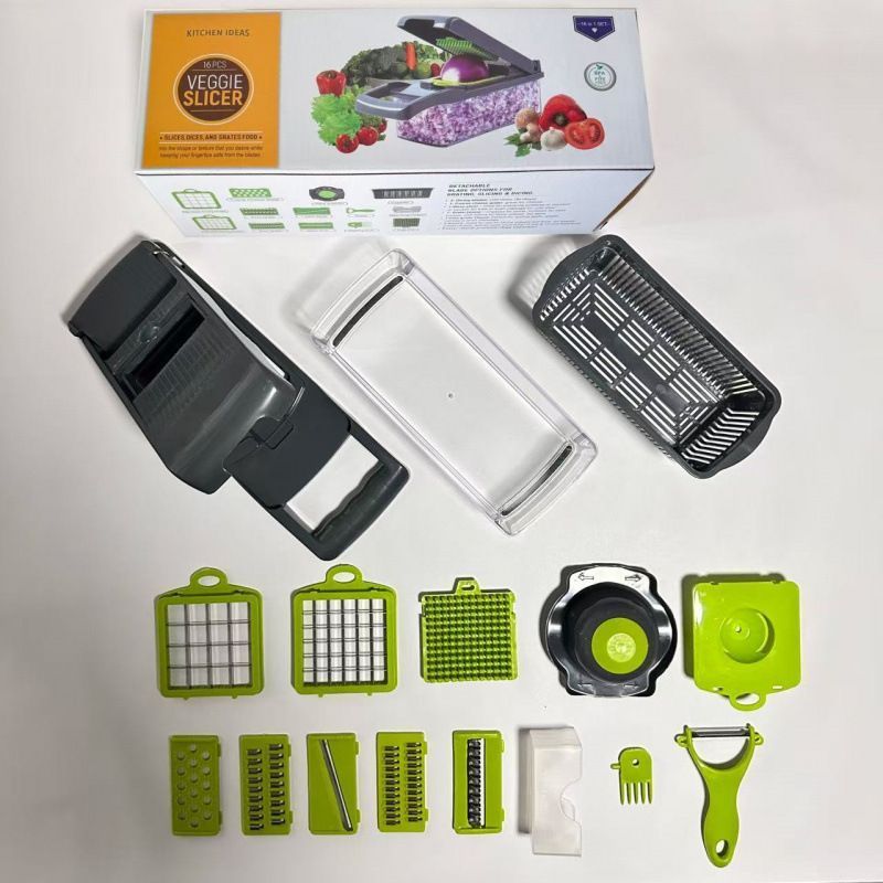 16-in-1 Vegetable Chopper (3 Blades+Square Tool) V1221-16-IN-1-VEGETABLE-CHOPPER-3-BLADES-SQUARE-TOOL