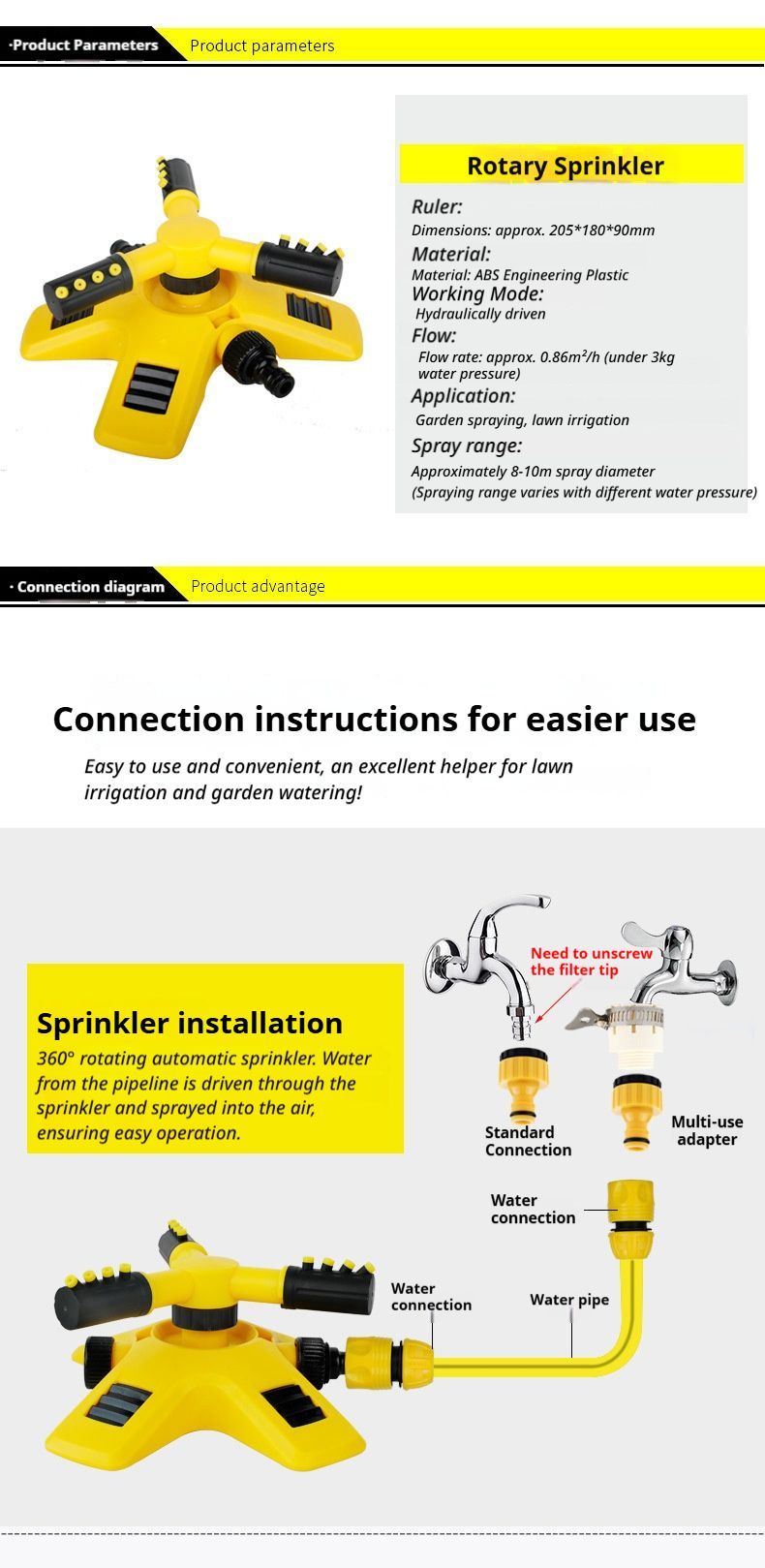 1SetSprinkler(Base+Trident)-Yellow V1221-1SETSPRINKLER-BASE-TRIDENT