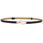 2-Pack Black Adjustable Skinny Belt with Heart Buckle V1221-2-PACK-BLACK-ADJUSTABLE-SKINNY-BELT-WITH-HEART-BUCKLE