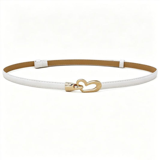 2-Pack Black Adjustable Skinny Belt with Heart Buckle V1221-2-PACK-BLACK-ADJUSTABLE-SKINNY-BELT-WITH-HEART-BUCKLE