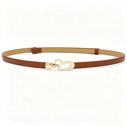 2-Pack Black Adjustable Skinny Belt with Heart Buckle V1221-2-PACK-BLACK-ADJUSTABLE-SKINNY-BELT-WITH-HEART-BUCKLE