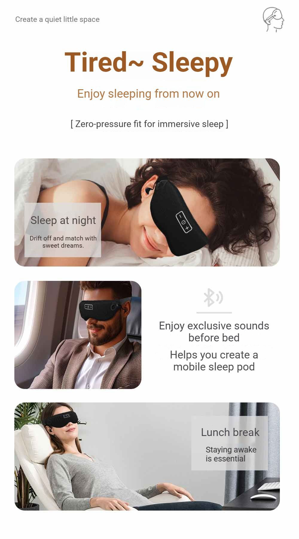3D Bluetooth Sleep Eye Mask Black V1221-3D-BLUETOOTH-SLEEP-EYE-MASK-BLACK