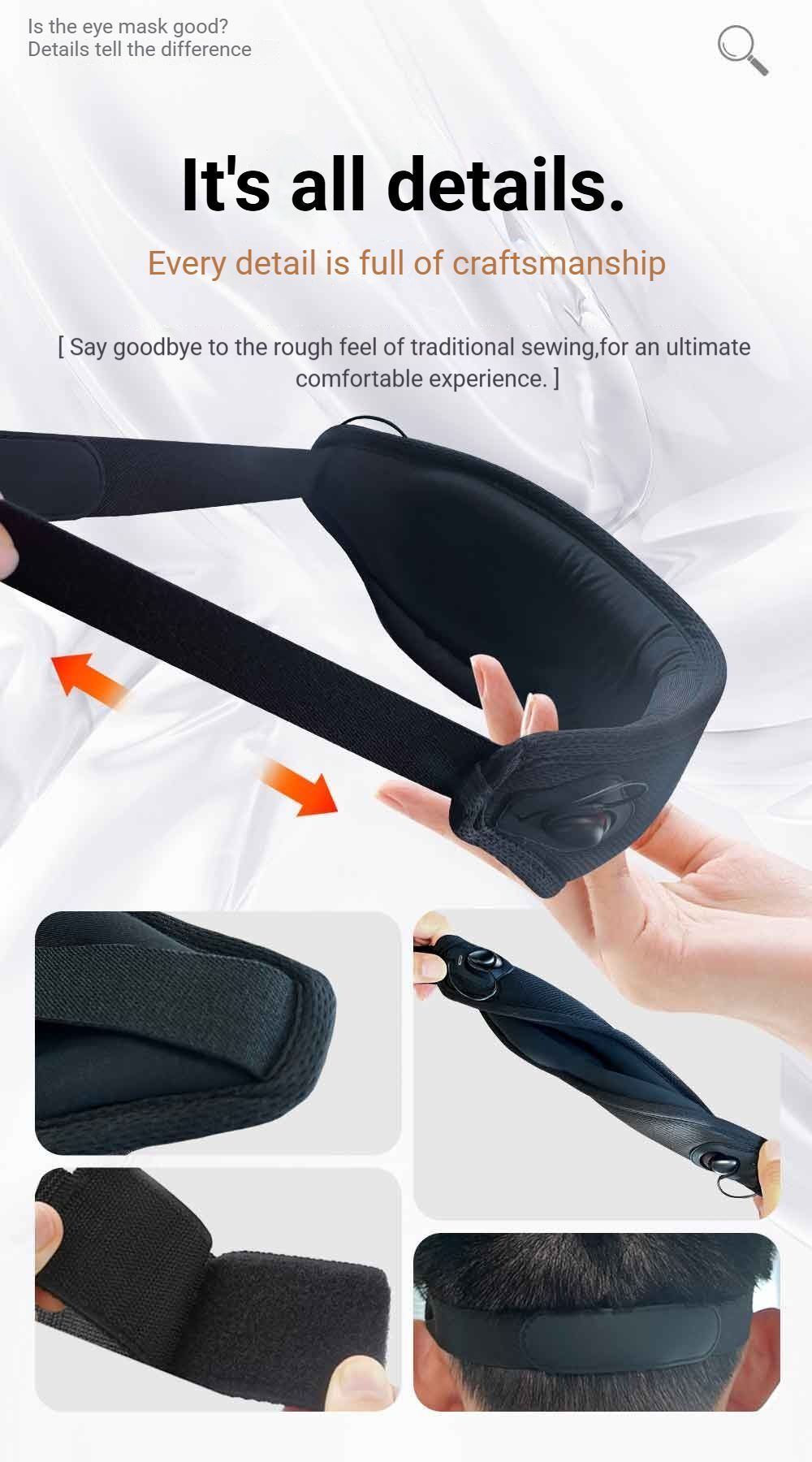 3D Bluetooth Sleep Eye Mask Black V1221-3D-BLUETOOTH-SLEEP-EYE-MASK-BLACK