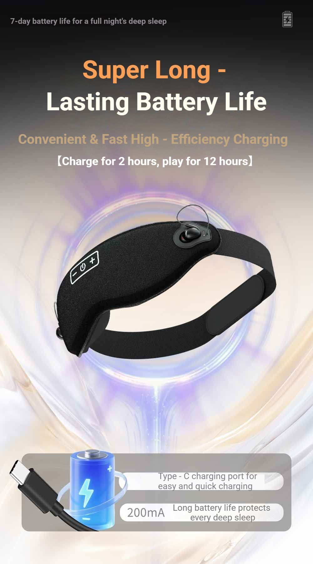 3D Bluetooth Sleep Eye Mask Black V1221-3D-BLUETOOTH-SLEEP-EYE-MASK-BLACK