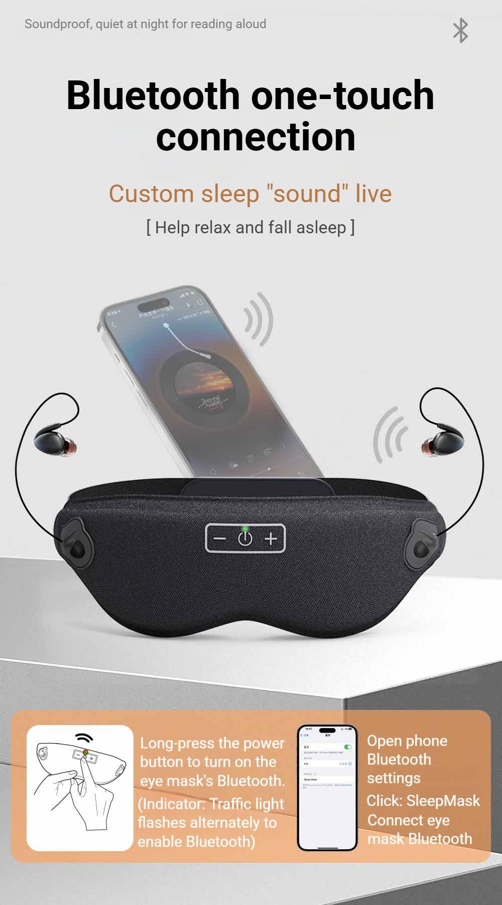 3D Bluetooth Sleep Eye Mask Black V1221-3D-BLUETOOTH-SLEEP-EYE-MASK-BLACK