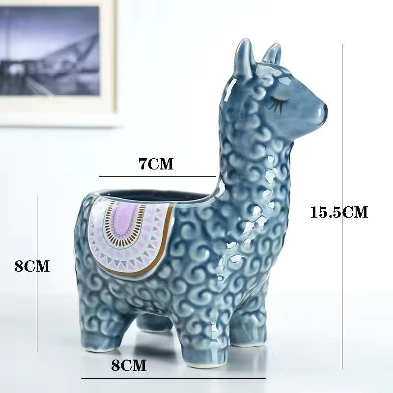 Alpaca Blue Ceramic Planter V1221-ALPACA-BLUE-CERAMIC-PLANTER
