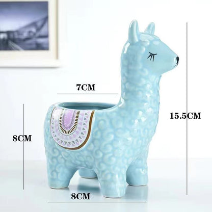Alpaca Blue Ceramic Planter V1221-ALPACA-BLUE-CERAMIC-PLANTER