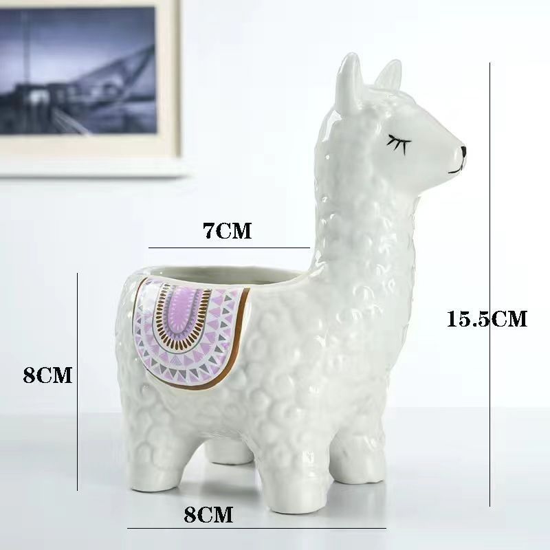 Alpaca Red Ceramic Planter V1221-ALPACA-RED-CERAMIC-PLANTER