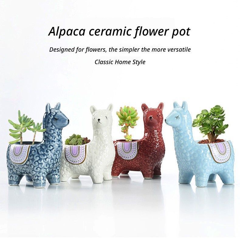 Alpaca Red Ceramic Planter V1221-ALPACA-RED-CERAMIC-PLANTER