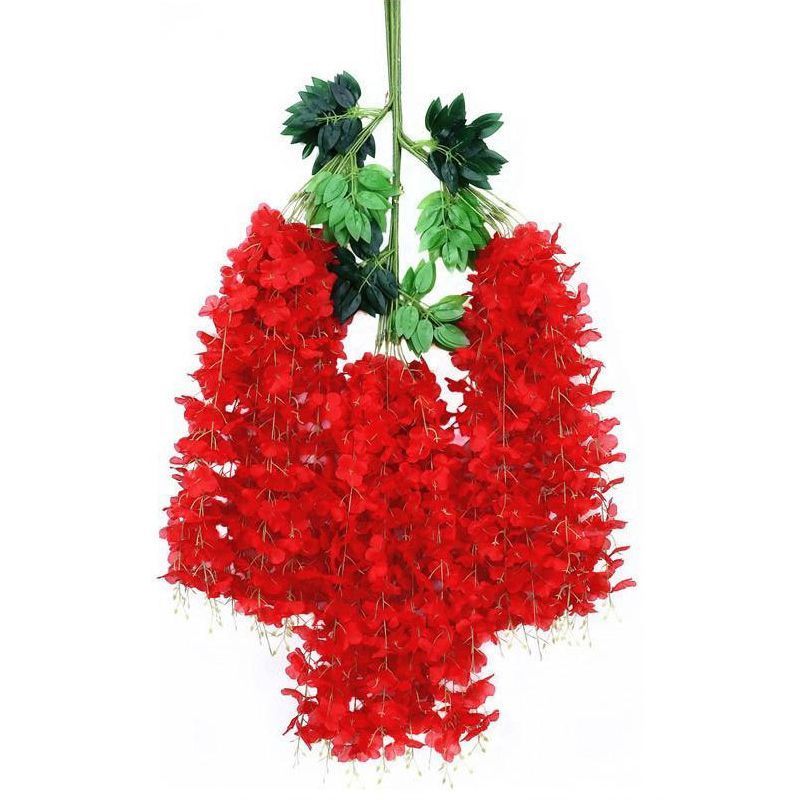 ArtificialWisteriaFlowers-BrightRed-110CM-12-StemPack V1221-ARTIFICIALWISTERIAFLOWERS-BRIGHTRED-110CM-12-STEMPACK