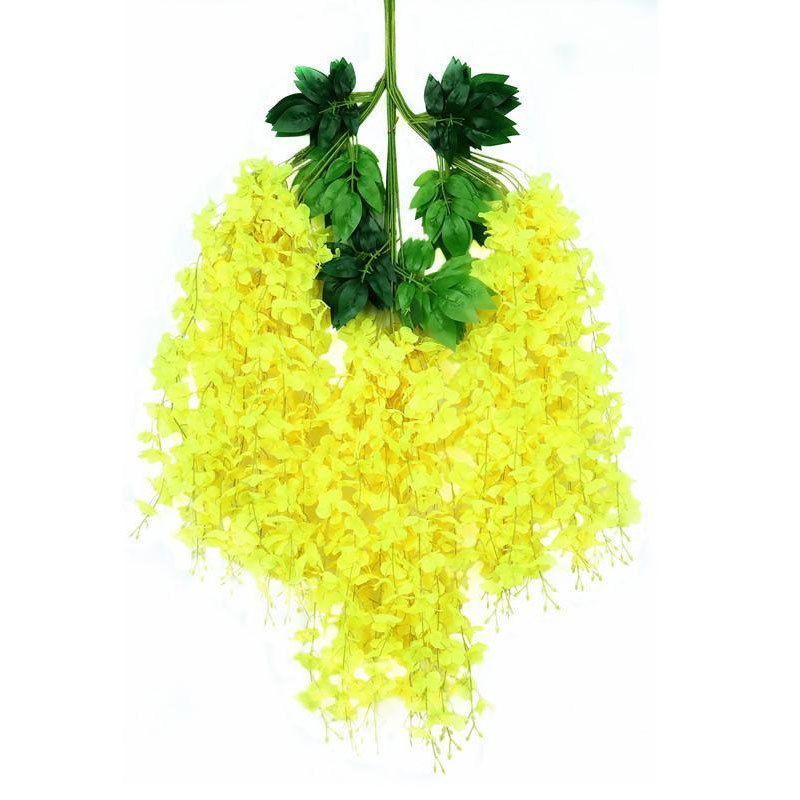 ArtificialWisteriaFlowers-Yellow-110CM-12-StemPack V1221-ARTIFICIALWISTERIAFLOWERS-YELLOW-110CM-12-STEMPACK