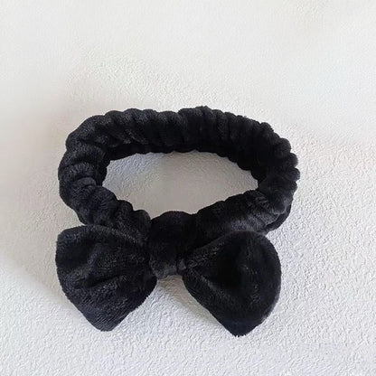 Autumn/Winter Plush Bow Headband Leather Red V1221-AUTUMN-WINTER-PLUSH-BOW-HEADBAND-LEATHER-RED