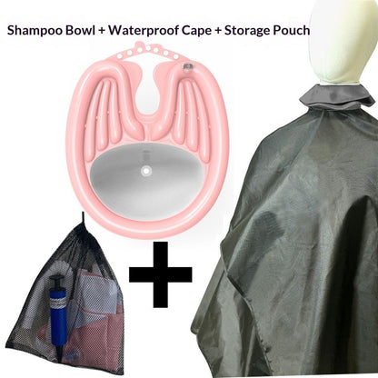 BlackHairWashingBasin+LargeShowerCap+DrainBasket V1221-BLACK-LARGEAPRON-DRAINAGEBASKET