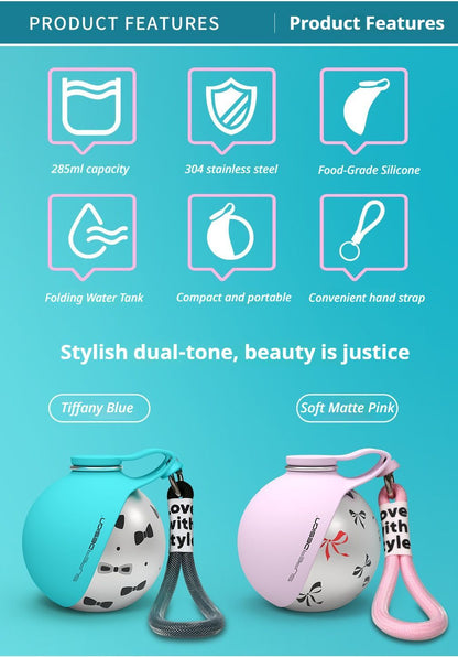 Blue Floral Print Xiaoman Portable Pet Water Bottle V1221-BLUE-FLORAL-PRINT-XIAOMAN-PORTABLE-PET-WATER-BOTTLE