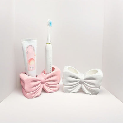 Bowknot Double-Slot Toothbrush Storage Holder - Pink V1221-BOWKNOT-DOUBLE-SLOT-TOOTHBRUSH-STORAGE-HOLDER-PINK