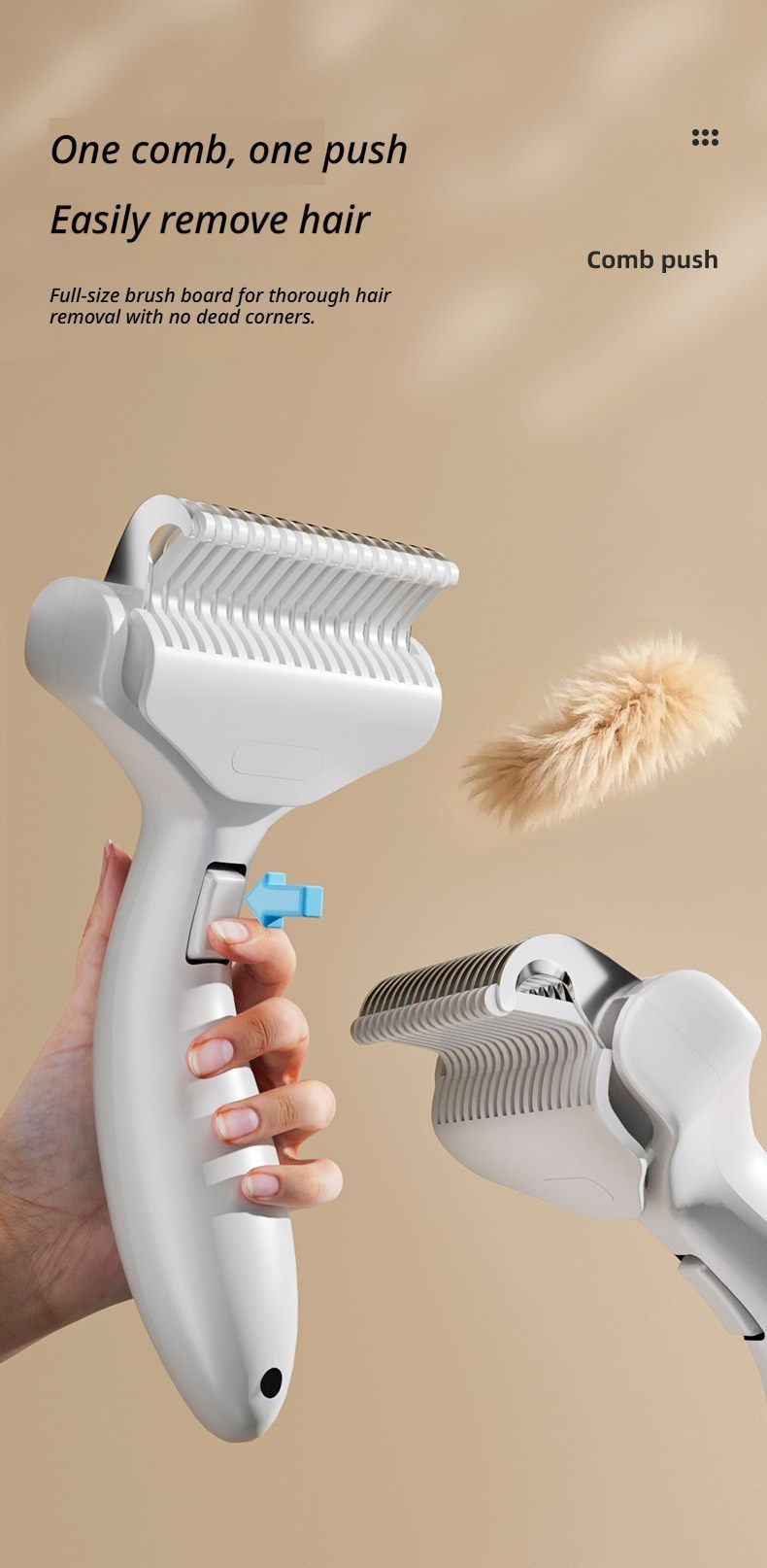 Cat hair comb-White V1221-CAT-HAIR-COMB-WHITE