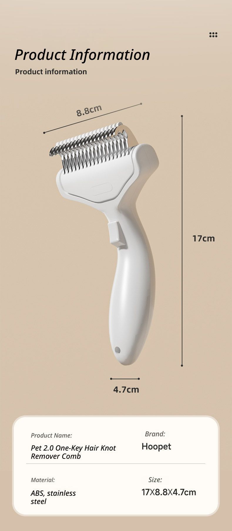 Cat hair comb-White V1221-CAT-HAIR-COMB-WHITE