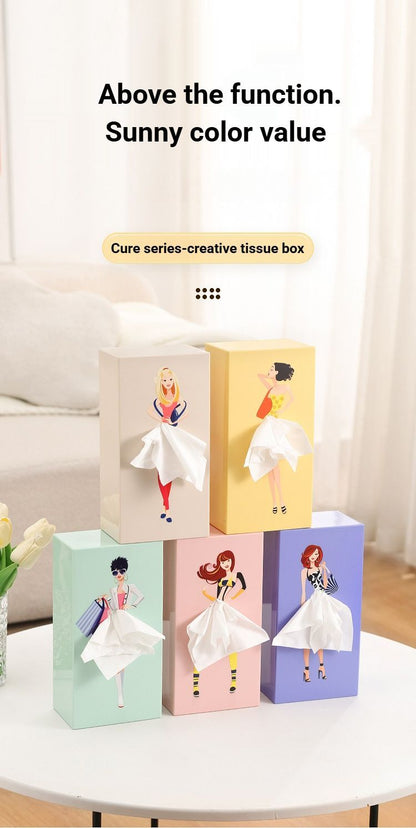 Charming White Peach Pink Princess Tissue Box Holder V1221-CHARMING-WHITE-PEACH-PINK-PRINCESS-TISSUE-BOX-HOLDER