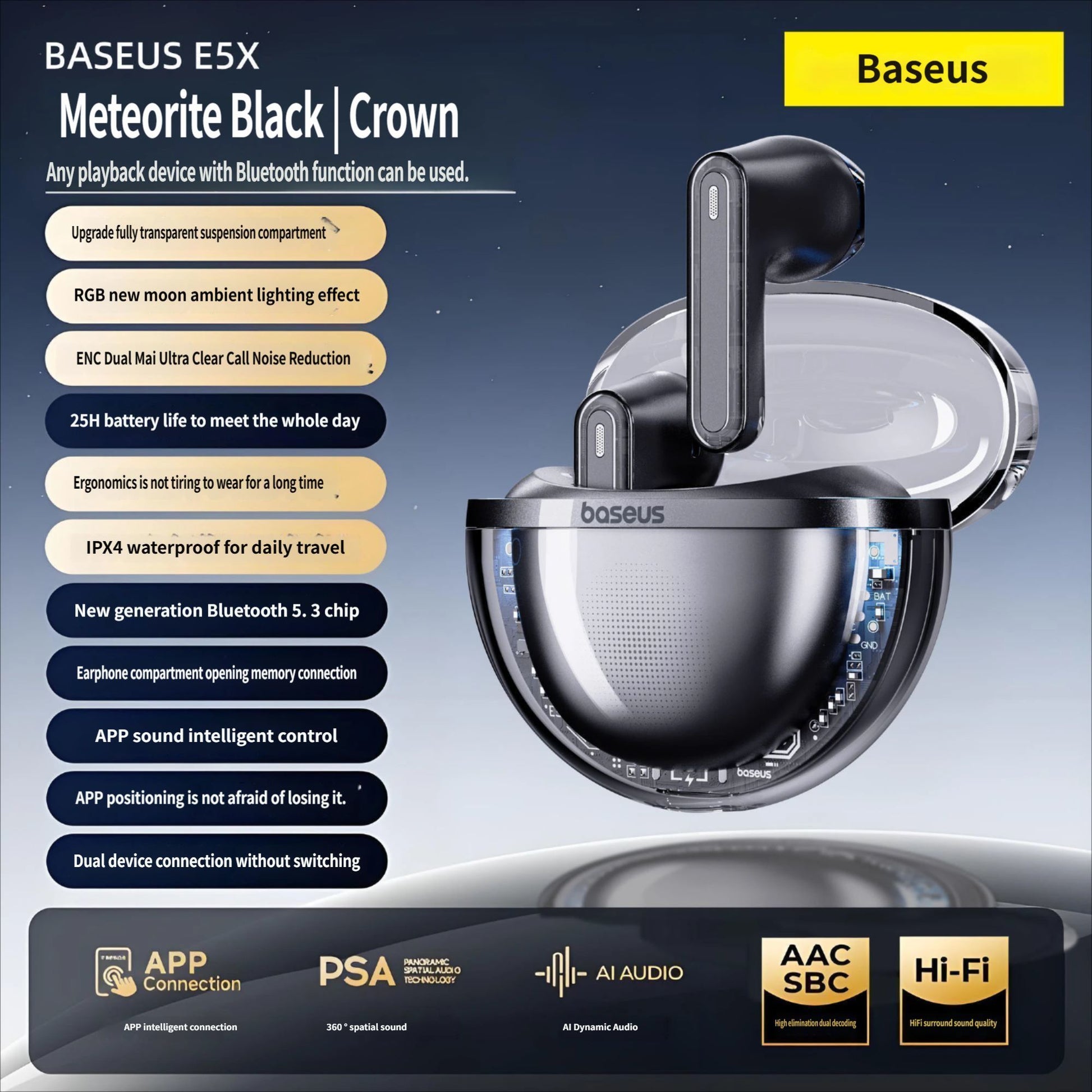 E5x Bluetooth headset-Black V1221-E5X-BLUETOOTH-HEADSET-BLACK