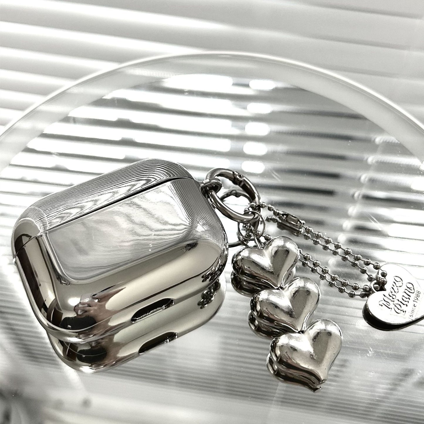 Electroplated 3D Heart + Bracelet Apple AirPods 1/2 V1221-ELECTROPLATED-3D-HEART-BRACELET-APPLE-AIRPODS-1-2