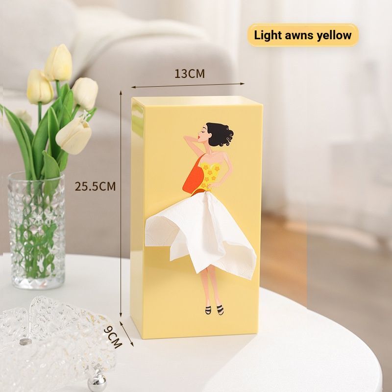 Elegant Light Mango Yellow Princess Tissue Box Holder V1221-ELEGANT-LIGHT-MANGO-YELLOW-PRINCESS-TISSUE-BOX-HOLDER