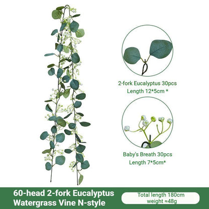 Eucalyptus Aquatic Vine - 60 Heads 2 Forks - N V1221-EUCALYPTUS-AQUATIC-VINE-60HEADS-2-FORKS-N