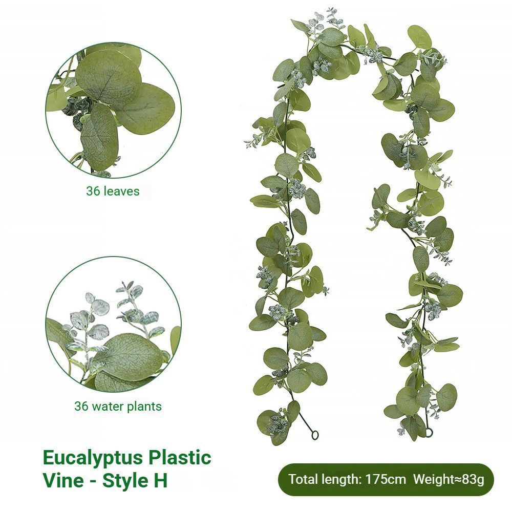 Eucalyptus with Flowers - 37 Heads-H V1221-EUCALYPTUS-WITH-FLOWERS-37HEADS-H