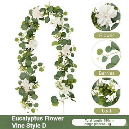 Eucalyptus with Flowers - 61 Heads-M V1221-EUCALYPTUS-WITH-FLOWERS-61HEADS-M