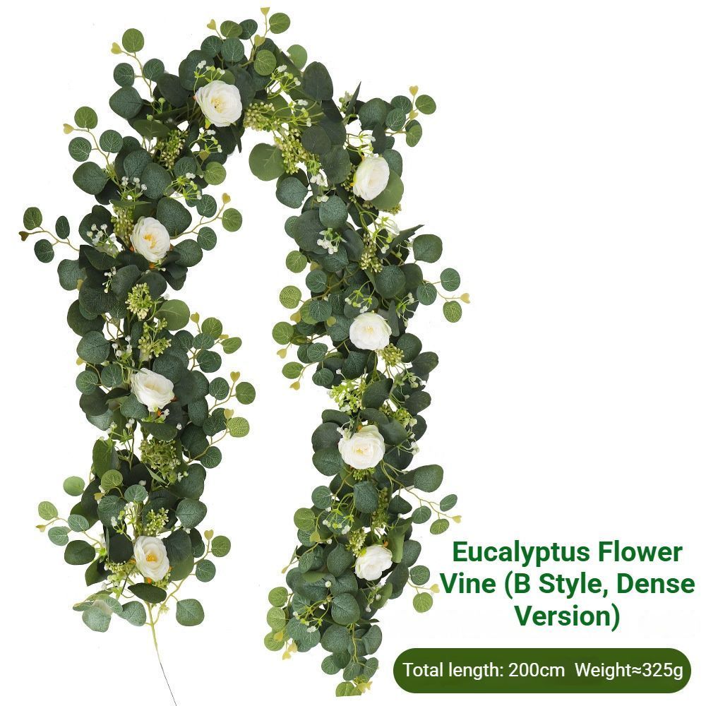 Eucalyptus with Flowers - 72 Heads-B V1221-EUCALYPTUS-WITH-FLOWERS-72HEADS-B
