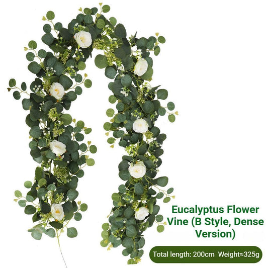 Eucalyptus with Flowers - 72 Heads-B V1221-EUCALYPTUS-WITH-FLOWERS-72HEADS-B