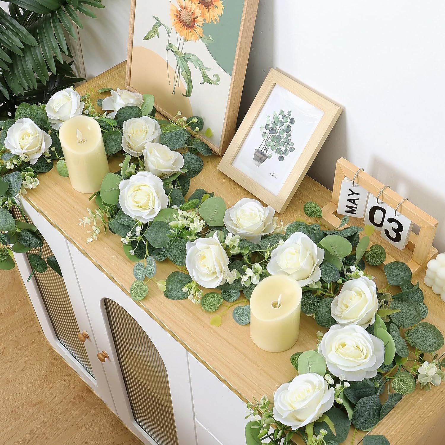 Eucalyptus with Flowers - P V1221-EUCALYPTUS-WITH-FLOWERS-P