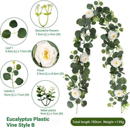 Eucalyptus with Flowers - P V1221-EUCALYPTUS-WITH-FLOWERS-P