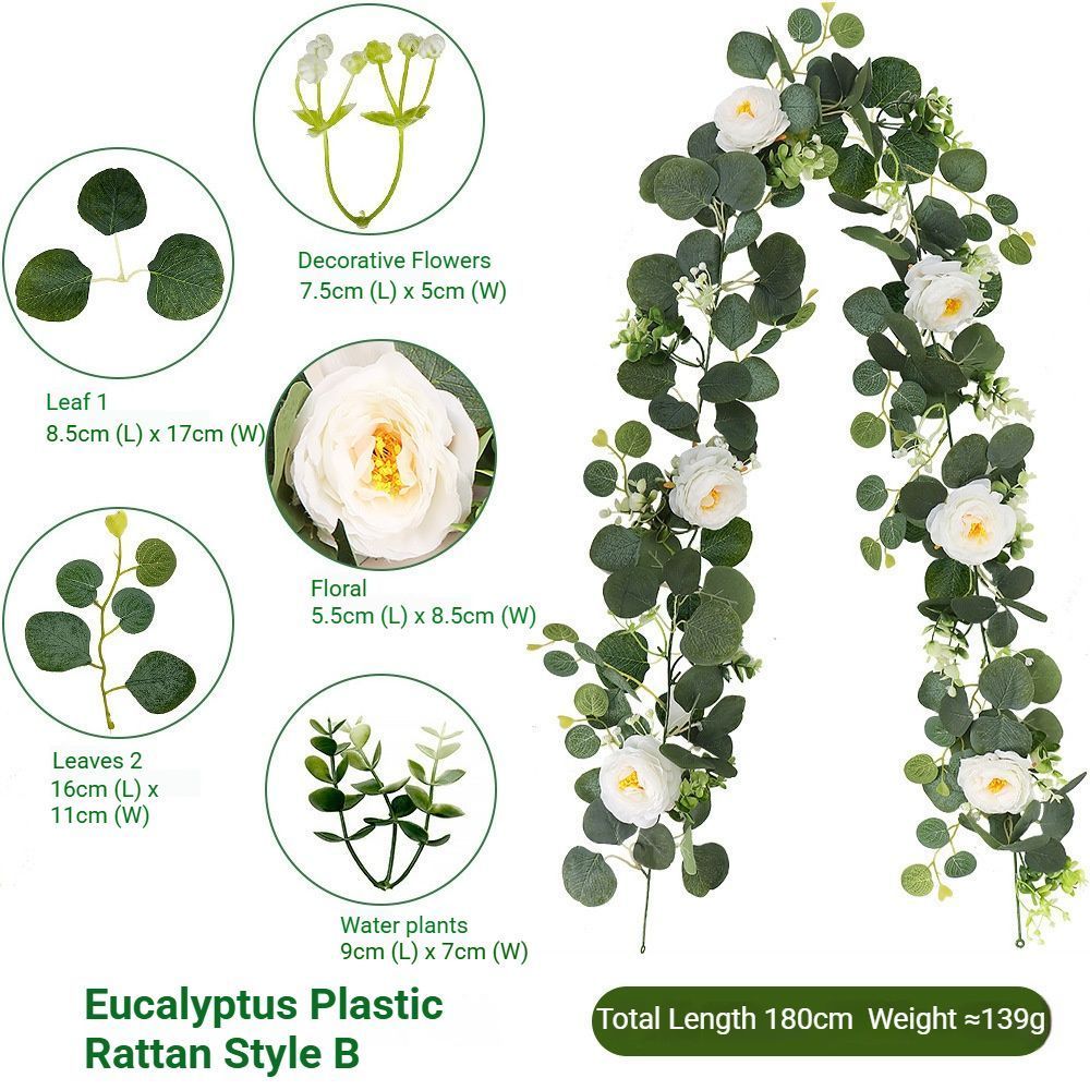 Eucalyptus with Flowers - P V1221-EUCALYPTUS-WITH-FLOWERS-P