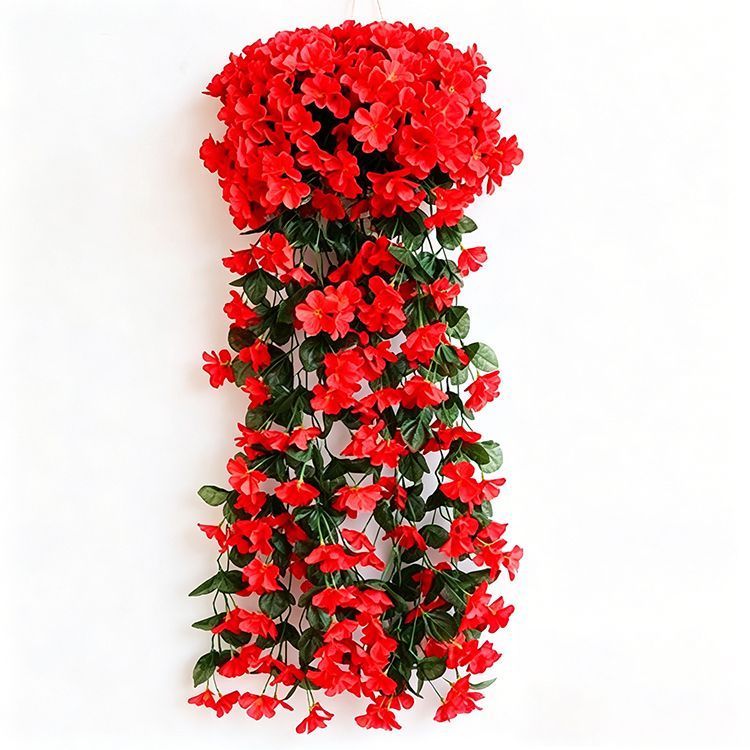 ArtificialFive-PetaledBrightRedFlowers V1221-FIVE-PETALDEEPRED-1BUNCH