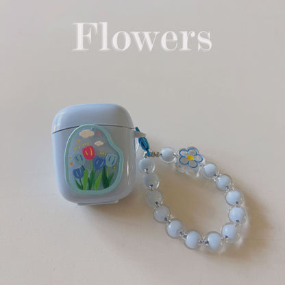 Floral patches + black base shell + colorful bracelet AirPods Pro 2 V1221-FLORAL-PATCHES-BLACK-BASE-SHELL-COLORFUL-BRACELET-AIRPODS-PRO-2