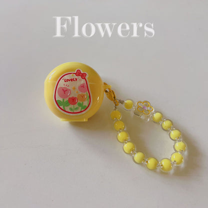 Floral patches + black base shell + colorful bracelet AirPods Pro 2 V1221-FLORAL-PATCHES-BLACK-BASE-SHELL-COLORFUL-BRACELET-AIRPODS-PRO-2