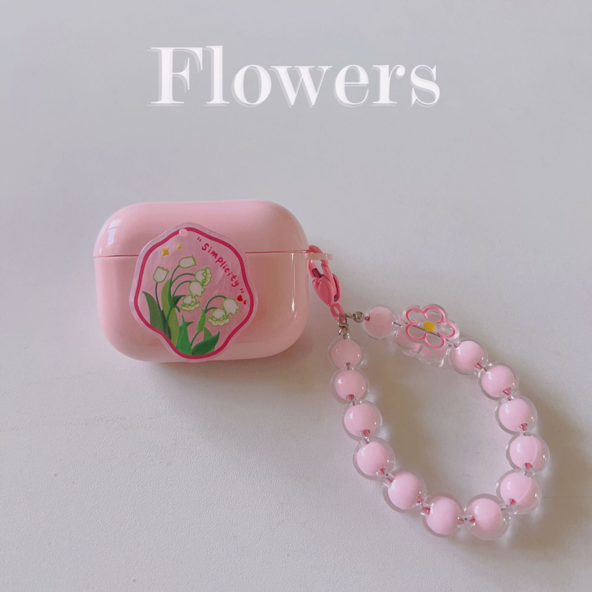 Floral patches + black base shell + colorful bracelet AirPods Pro 2 V1221-FLORAL-PATCHES-BLACK-BASE-SHELL-COLORFUL-BRACELET-AIRPODS-PRO-2