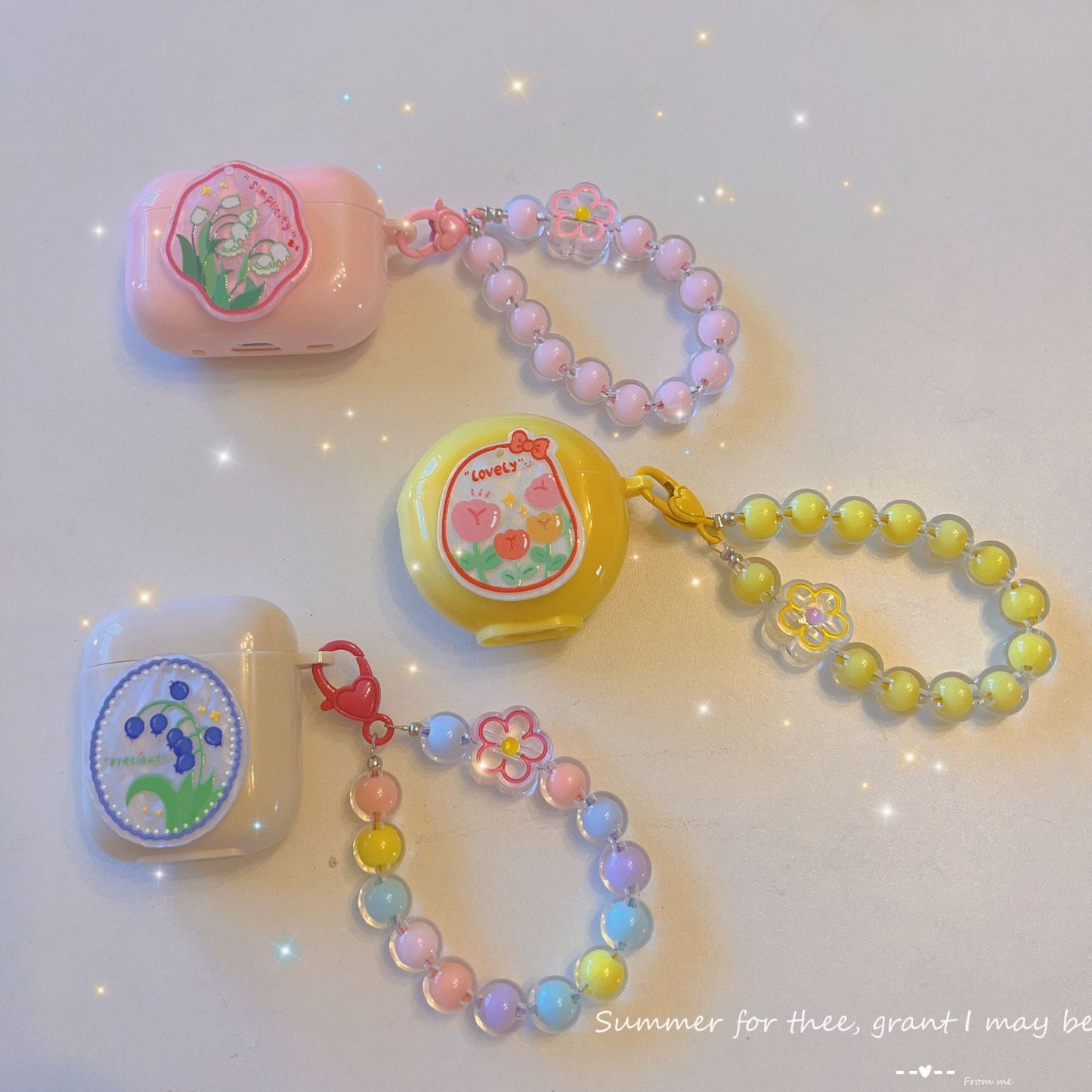 Floral patches + black base shell + colorful bracelet AirPods Pro 2 V1221-FLORAL-PATCHES-BLACK-BASE-SHELL-COLORFUL-BRACELET-AIRPODS-PRO-2
