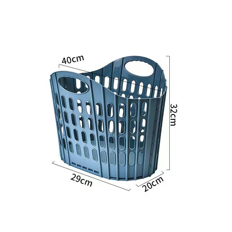 Fold the dirty clothes basket-small blue V1221-FOLD-THE-DIRTY-CLOTHES-BASKET-SMALL-BLUE