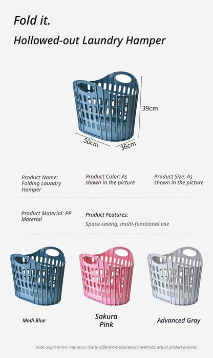 Fold the dirty clothes basket-small blue V1221-FOLD-THE-DIRTY-CLOTHES-BASKET-SMALL-BLUE